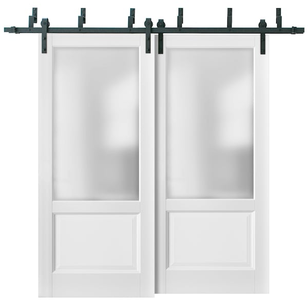 Sartodoors Barn Bypass Interior Door, 64" x 80", White LUCIA22BBB-BEM-64 - main